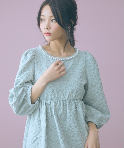 marun（マルン） 「大きいサイズ」ふくれジャガードパフスリーブ 