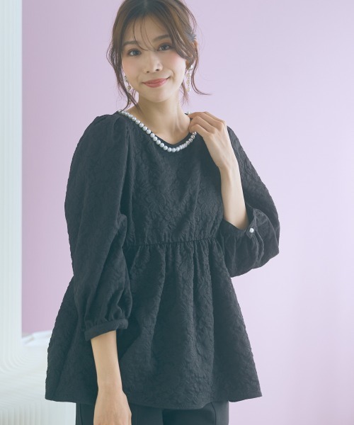marun（マルン） 「大きいサイズ」ふくれジャガードパフスリーブ 