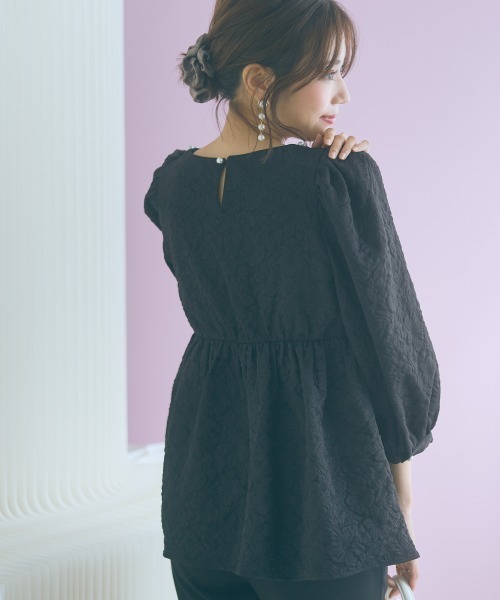 marun（マルン） 「大きいサイズ」ふくれジャガードパフスリーブ 