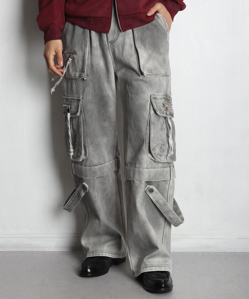 WESTSEA（ウエストシー） ワイドパンツ ジーンズ ウォッシュ加工 