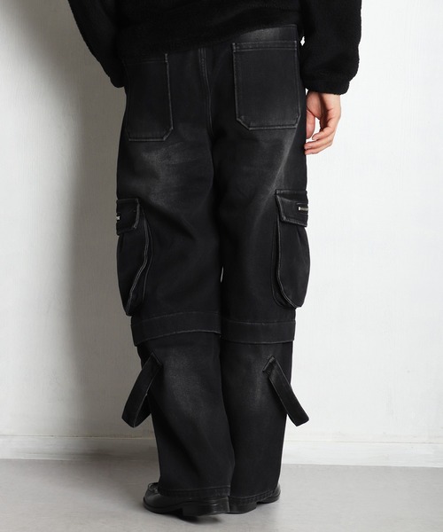 WESTSEA（ウエストシー） ワイドパンツ ジーンズ ウォッシュ加工 