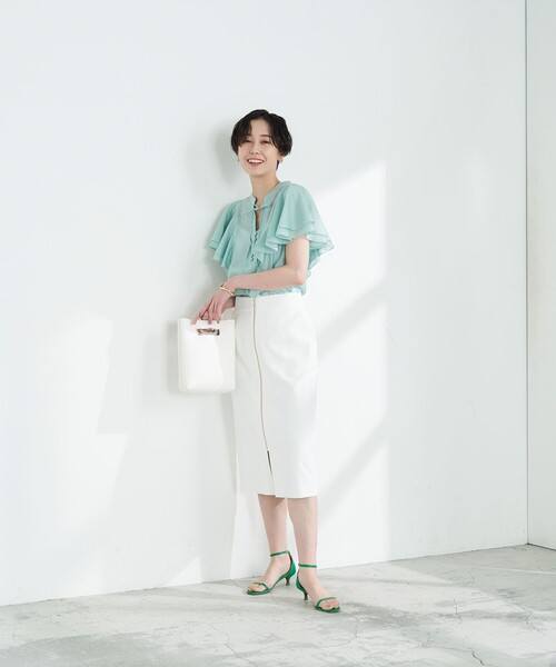 「NOLLEY'S Sophi」 半袖ブラウス 36 グレイッシュブルー レディース_画像2