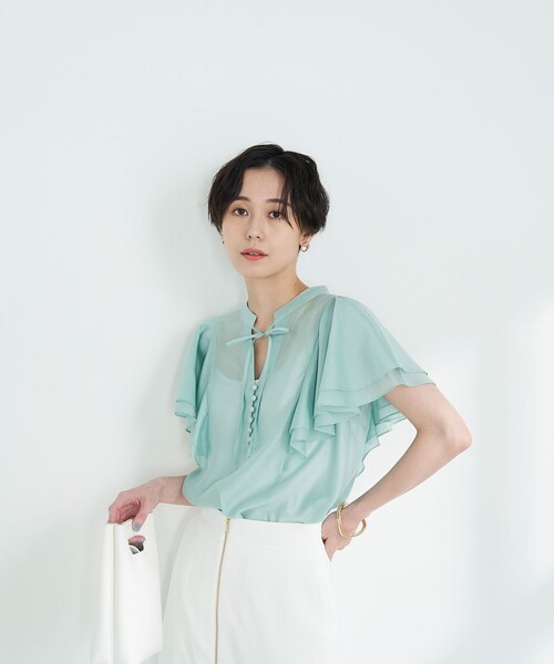 「NOLLEY'S Sophi」 半袖ブラウス 36 グレイッシュブルー レディース_画像7