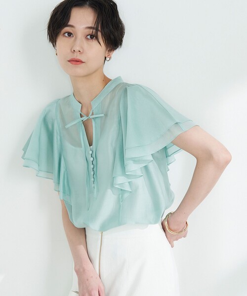 「NOLLEY'S Sophi」 半袖ブラウス 36 グレイッシュブルー レディース_画像8
