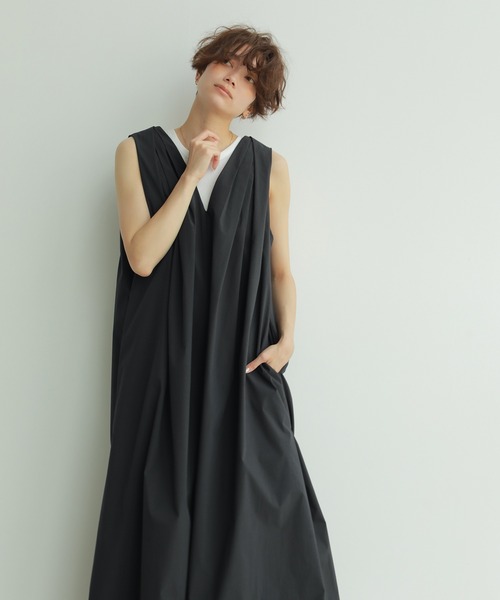 「ETRE TOKYO」 ノースリーブワンピース S ブラック レディースの画像