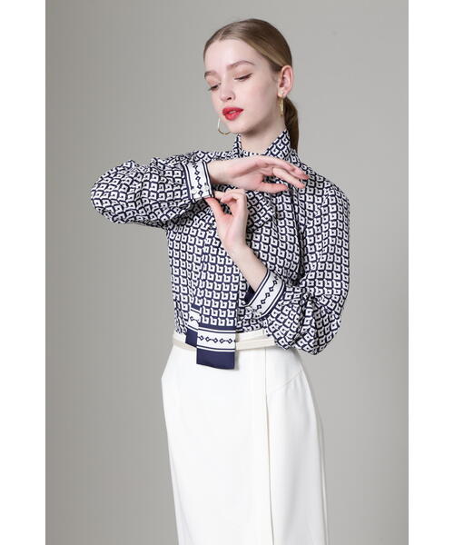 ピンキーアンドダイアン◆ロンバスプリントブラウス ピンク 38 PINKY&DIANNE（ピンキー アンド ダイアン） 長袖ブラウス 38 ピンク系