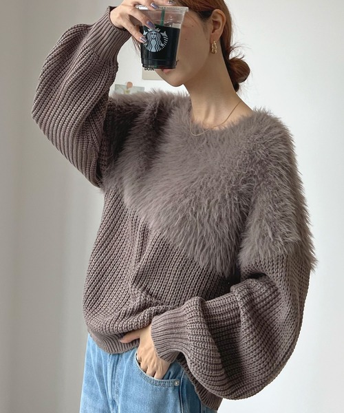 「Futier land」 長袖ニット MEDIUM グレイッシュベージュ レディース_画像5
