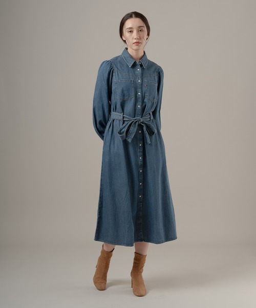 RRL Women’s マキシシャツドレス Levi's（リーバイス） シャツワンピース ロングスリーブ マキシドレス