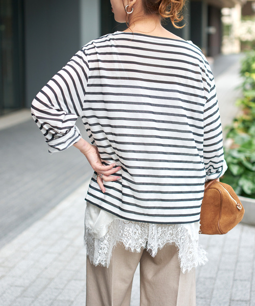 tシャツ シアーボーダーTシャツ レディースの画像