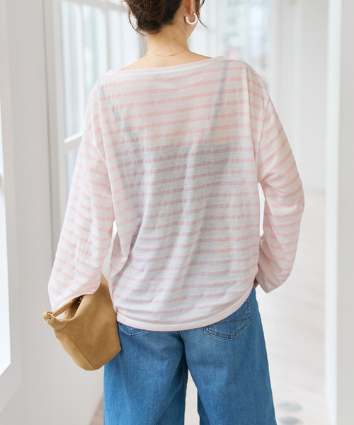 トラディショナルウェザーウェア スピックアンドスパン ボーダーTシャツ Spick＆Span（スピック アンド スパン） tシャツ シアーボーダーT
