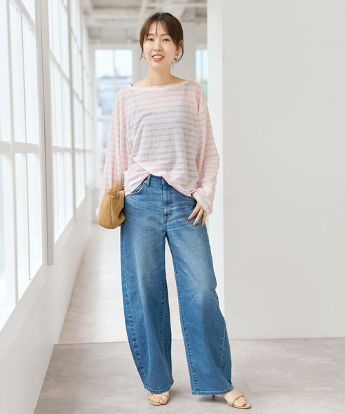 tシャツ シアーボーダーTシャツ レディースの画像