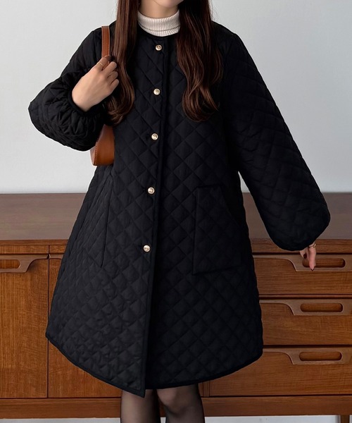 「callautia」 ノーカラーコート SMALL ブラック レディース_画像2