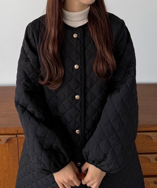 「callautia」 ノーカラーコート SMALL ブラック レディース_画像4