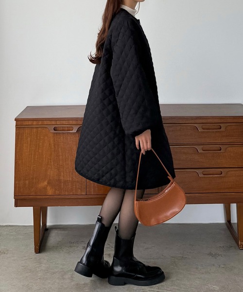 「callautia」 ノーカラーコート SMALL ブラック レディース_画像6