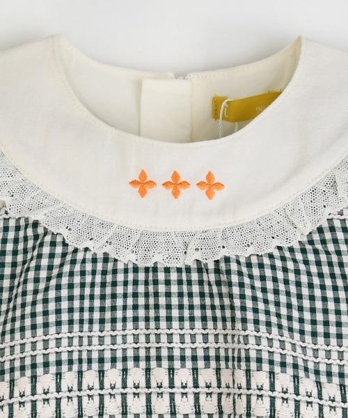 ワンピース グリーンチェック長袖ワンピース キッズ 子供服 女の子