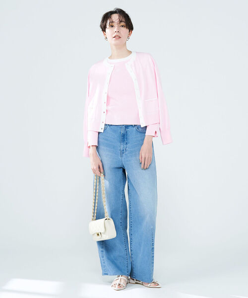 「NOLLEY'S」 ニットカーディガン 38 ネイビー レディース_画像3