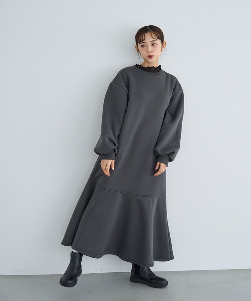 「mil」 長袖ワンピース X-SMALL チャコールグレー レディース_画像6
