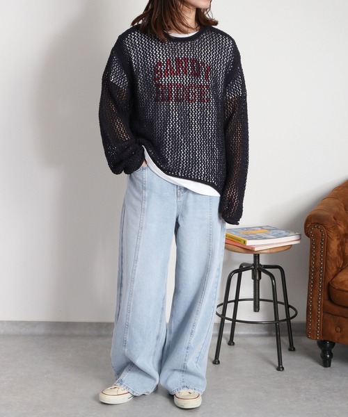 【2025今期✨️セオリー】 Satin Crepe Easy Popover cepo（セポ） ニット セーター テープヤーンシアーメッシュニットプル