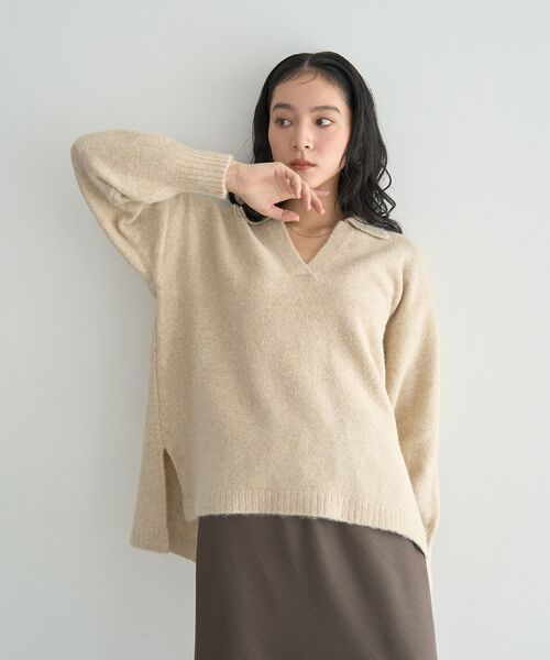 「YECCA VECCA」 長袖ニット FREE チャコールグレー レディース_画像3