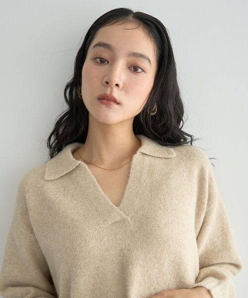 「YECCA VECCA」 長袖ニット FREE チャコールグレー レディース_画像4