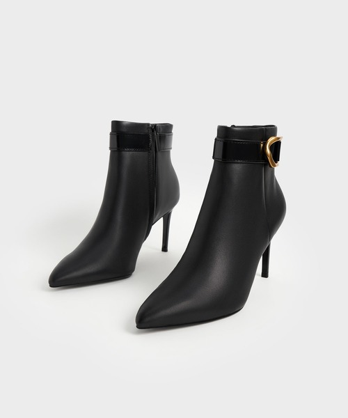 「CHARLES & KEITH」 ショートブーツ 25.5cm ブラック レディース_画像2