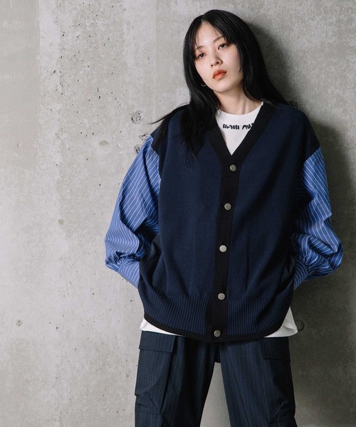 「MARECHAL TERRE」 ニットカーディガン 2 ネイビー レディース_画像9