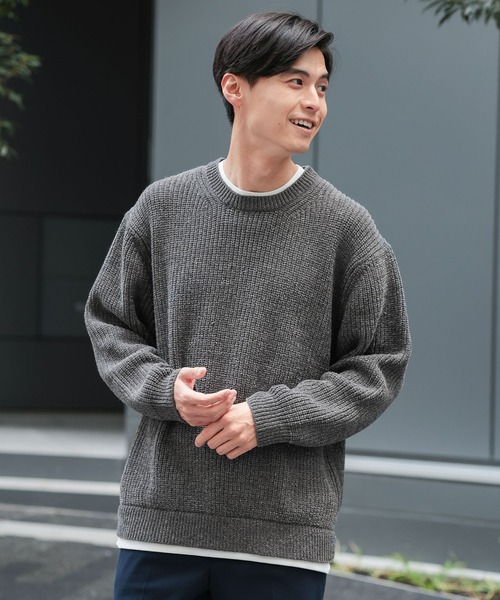 「GLOBAL WORK Smile Seed Store」 長袖ニット LARGE ブルー系その他4 メンズ_画像4