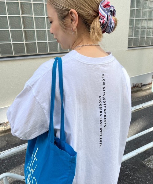 tシャツ 「＠yns628企画」ロゴ刺繍×プリントチュニックTシャツ レディースの画像