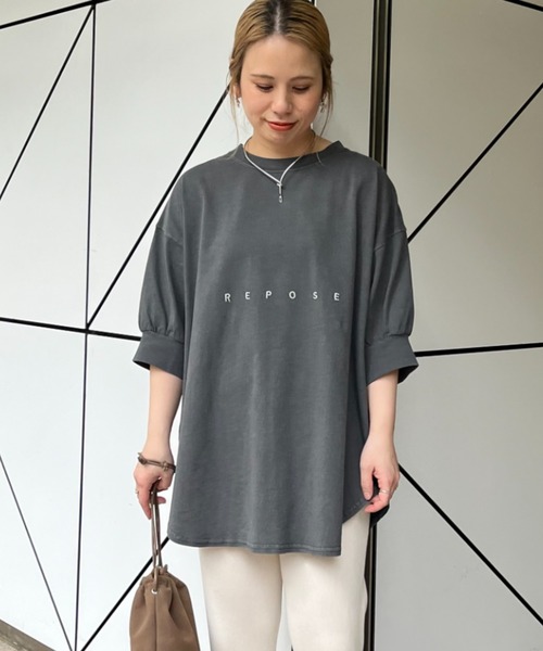 tシャツ 「＠yns628企画」ロゴ刺繍×プリントチュニックTシャツ レディースの画像