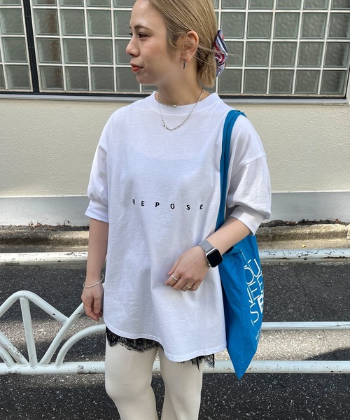 tシャツ 「＠yns628企画」ロゴ刺繍×プリントチュニックTシャツ レディースの画像