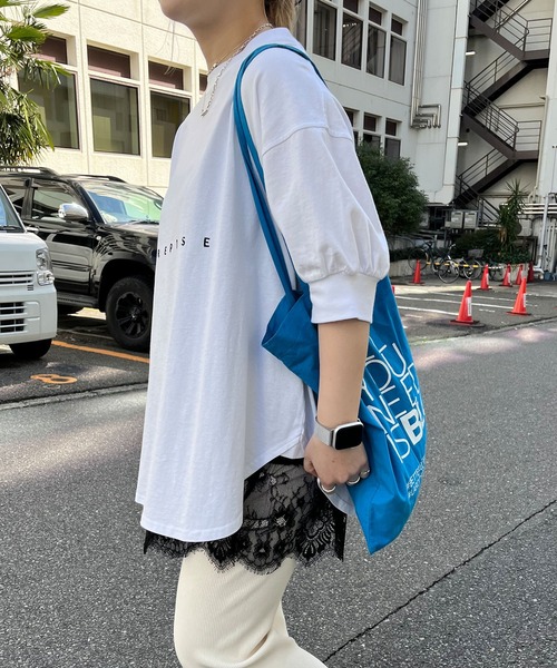 tシャツ 「＠yns628企画」ロゴ刺繍×プリントチュニックTシャツ レディースの画像