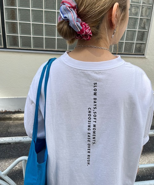 tシャツ 「＠yns628企画」ロゴ刺繍×プリントチュニックTシャツ レディースの画像