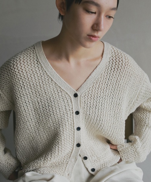 トップス anuke Melange Knit Cardigan anuke（アンヌーク） カーディガン Crochet Knit Cardigan レディース