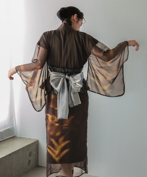 Callarus 浴衣 花柄プリントシアー浴衣セット（簡易ゆかた＋帯