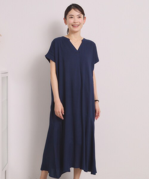 ITS'DEMO（イッツデモ） ワンピース 半袖 「手洗い可」リネン混