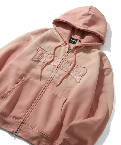 THRASHER（スラッシャー） ジップアップパーカー M ピンク メンズ