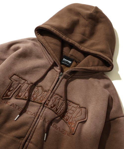 THRASHER（スラッシャー） ジップアップパーカー M ピンク メンズ 