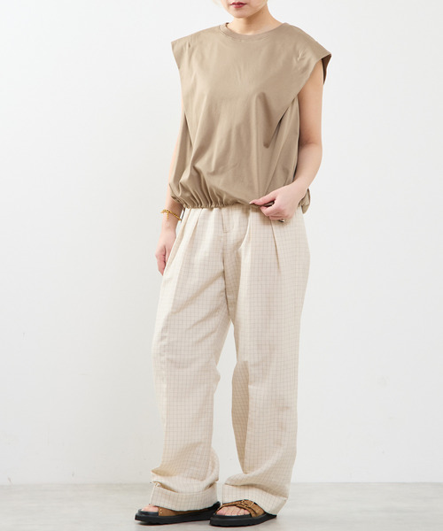 tシャツ 「A_ /エース」ショルダータックノースリーブ レディースの画像