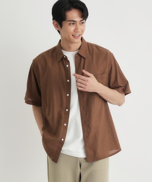 BACK NUMBER シャツ 半袖 カラミ織り半袖シャツ メンズ : ZOZOTOWN