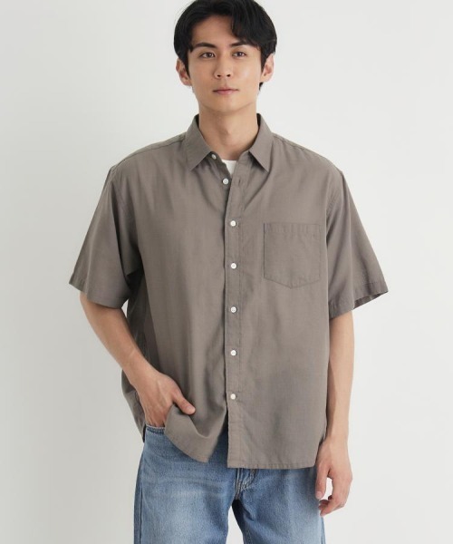 BACK NUMBER シャツ 半袖 カラミ織り半袖シャツ メンズ : ZOZOTOWN