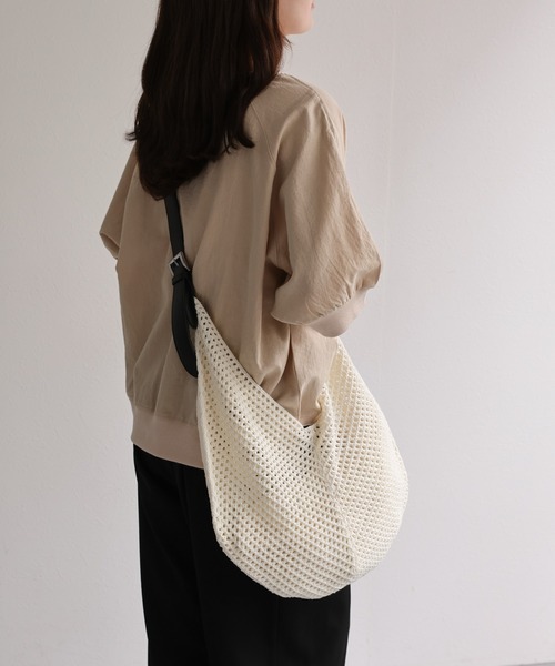 ap retro トートバッグ カギ編みメッシュショルダーBAG / ポーチ付き