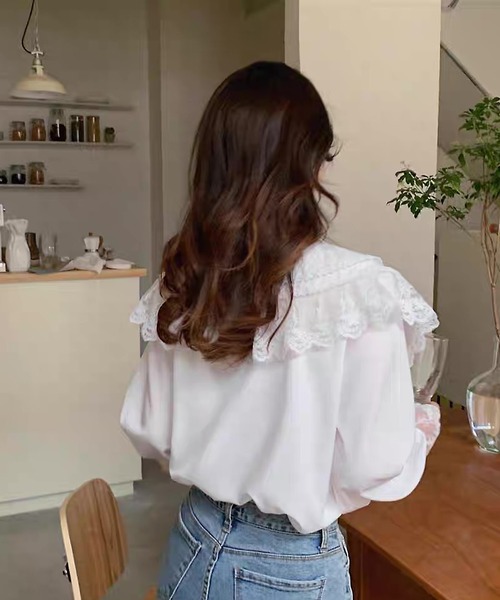 「shopnikoniko」 長袖ブラウス フリー ホワイト レディース_画像5