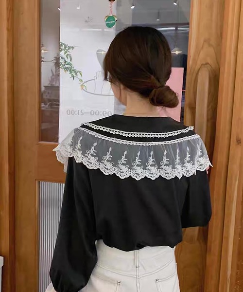 「shopnikoniko」 長袖ブラウス フリー ホワイト レディース_画像9