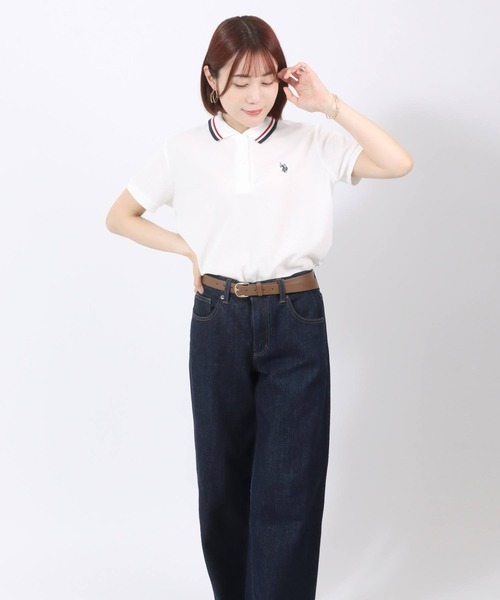 「U.S. POLO ASSN.」 半袖ポロシャツ L ネイビー レディース_画像7