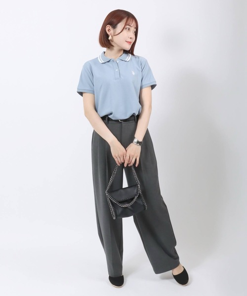 「U.S. POLO ASSN.」 半袖ポロシャツ L ネイビー レディース_画像8