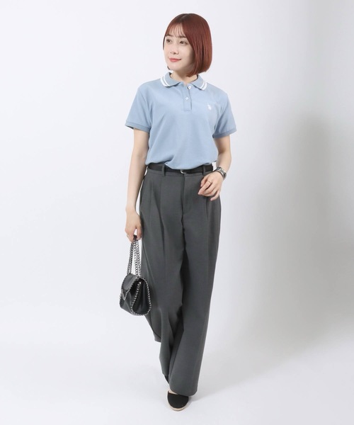 「U.S. POLO ASSN.」 半袖ポロシャツ L ネイビー レディース_画像9