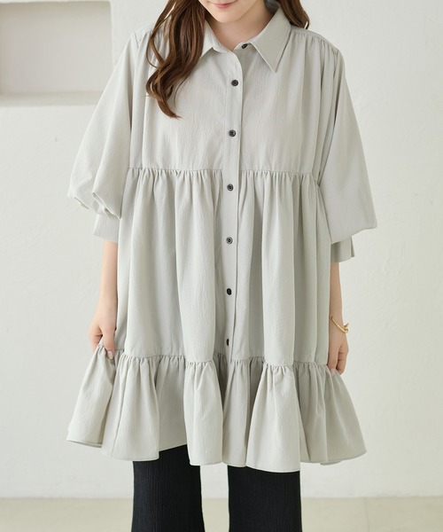 「apres jour clair」 シャツワンピース X-LARGE ミント レディース_画像5