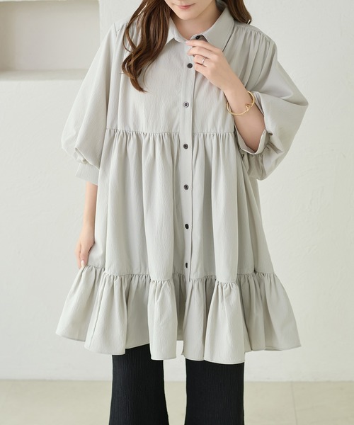 「apres jour clair」 シャツワンピース X-LARGE ミント レディース_画像6
