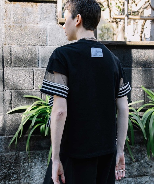 「MARECHAL TERRE」 半袖カットソー MEDIUM ブラック×ホワイト レディース_画像3