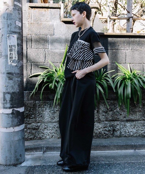「MARECHAL TERRE」 半袖カットソー MEDIUM ブラック×ホワイト レディース_画像6